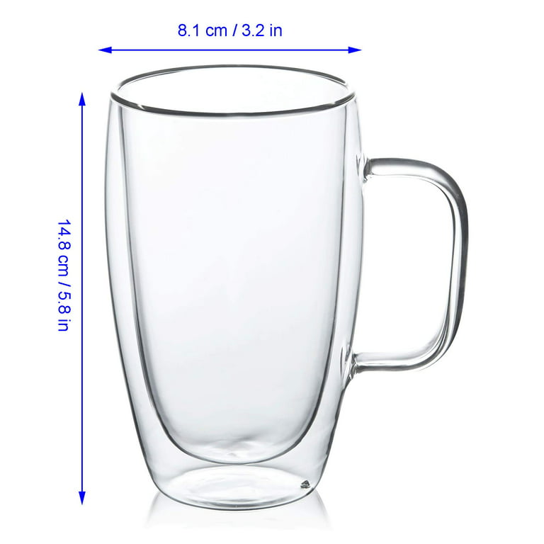 Eco-Friendly Reusable Glass Coffee Mug with Glass Straw, Size: 15 oz, Black