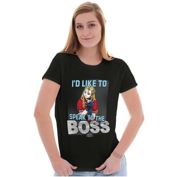 Street Fighter Karin Speak to Boss Womens Slim Fit Graphic Tee Brisco Brands S