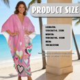thumbnail image 7 of Xixirimido Heart Shapes Pink Print Women's Kaftan Dresses Plus Size Beach Cover Up V-Neck Batwing Sleeve Swimsuit Coverup Summer Caftan Dress, 7 of 7