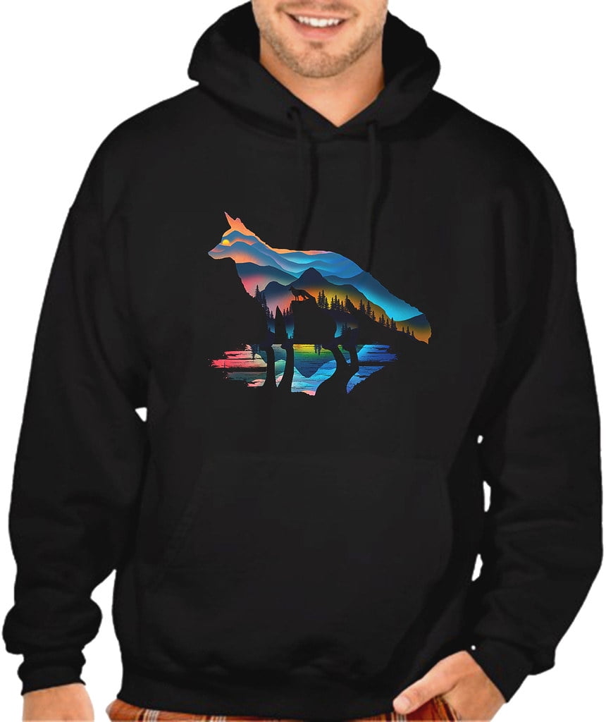 Fox Black Pullover Hoodie Sweater 4X 