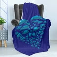 thumbnail image 4 of Polar Bear Soft Flannel Fleece Blanket, Polar Bear Standing on an Icea Floe Designed as Abstract Heart Print, Cozy Plush for Indoor and Outdoor Use, 60" x 80", Indigo Teal and White, by Ambesonne, 4 of 5