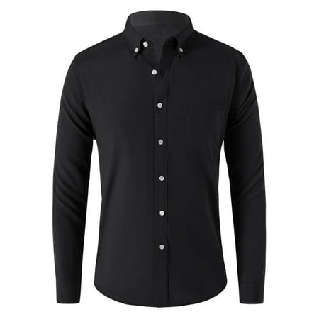 guisaled Long Sleeve Dress Shirts for Men Casual Button Down Shirt Regular Fit Oxford Solid Color Stretch Cozy Business Office Blouses