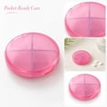 thumbnail image 4 of Pill Organizer Round Translucent Plastic 4 Compartment Pink Daily Storage for Travel, 4 of 7