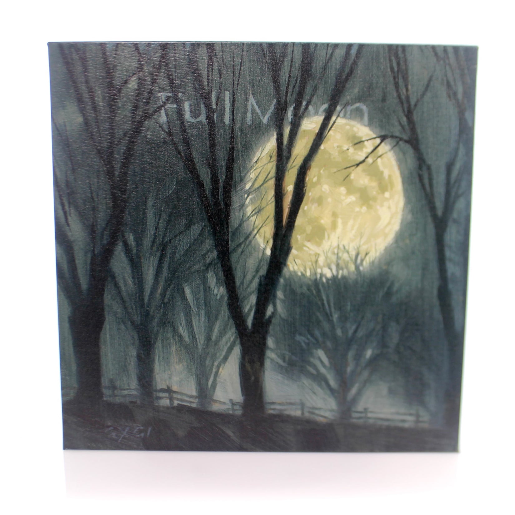 Halloween Full Moon Wood Giclee Canvas Print 349M1414