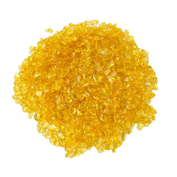 Xiao Hua Piedra triturada de cristal natural de 1 kg, color amarillo optimizado, adición de 5-7 mm, adorno de piedra natural, cuentas desmagnetizantes, maceta, piedra decorativa para pecera