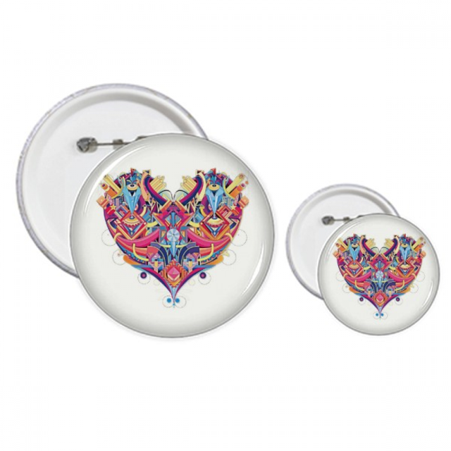 Corazon cartas patrón geométrico Insignia insignia botón diseño conjunto