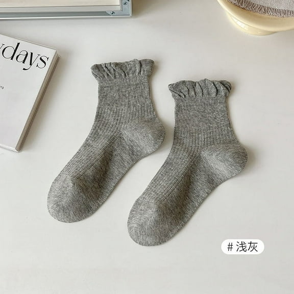 ERDOUY 3 pairs of Womens Cotton Crew Socks, Thin Soft Comfort Breathable Dress Socks, Above Ankle Crew Socks for Business, Casual，Athletic Sock (Grey）