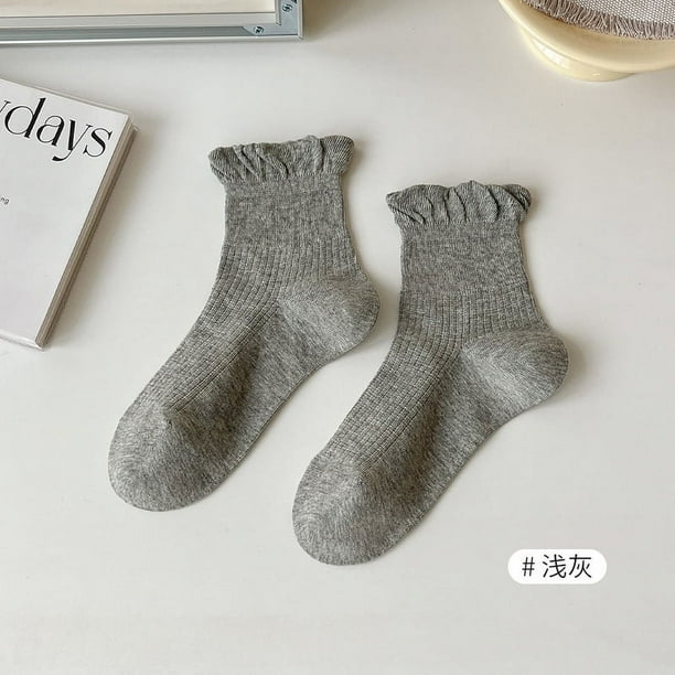 Nvzi 6 pares de calcetines de algodón para mujer, calcetines de vestir finos, suaves, cómodos y transpirables, calcetines por encima del tobillo para negocios (gris)