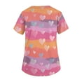 thumbnail image 4 of Dwralegc Valentines Day Tops for Women Short Sleeve Tops Heart Pattern V Neck Nurse Oversized T Shirts with 2 Pockets Uniform Orange 3XL, 4 of 5