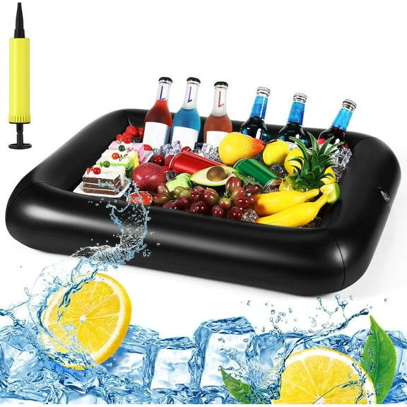 Rectangular Inflatable Serving Bar Floating Drink Holder for Pool Inflatable Cup Holders Hot Tub Accessories for Adults Swimming Fun Drink Floats for Swimming Pool Party