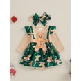thumbnail image 5 of Elippeo Baby Girls 2Pcs Christmas Outfits Long Sleeve Santa/Gingerbread Romper Dress + Headband Set Newborn Clothes 3 6 9 12 18 Months, 5 of 9