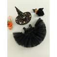 thumbnail image 3 of Wassery Toddler Kids Girls Halloween Dress and Witch Hat Sleeveless Tulle Tutu Princess Dress 2Pcs Cosplay Party Outfits, 3 of 9