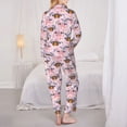 thumbnail image 3 of Pajamas for Women Set - Pink Butterfly Daisy Comfy Long Sleeve Button Up Pajama Sets for Women 2 Piece, Soft Sleepwear Nightwear Pjs Lounge Sets for Women with Pockets, 3 of 6