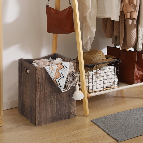 Wood Laundry Hamper Basket with Handles 36L Dirty Clothes Laundry Organizer Bin