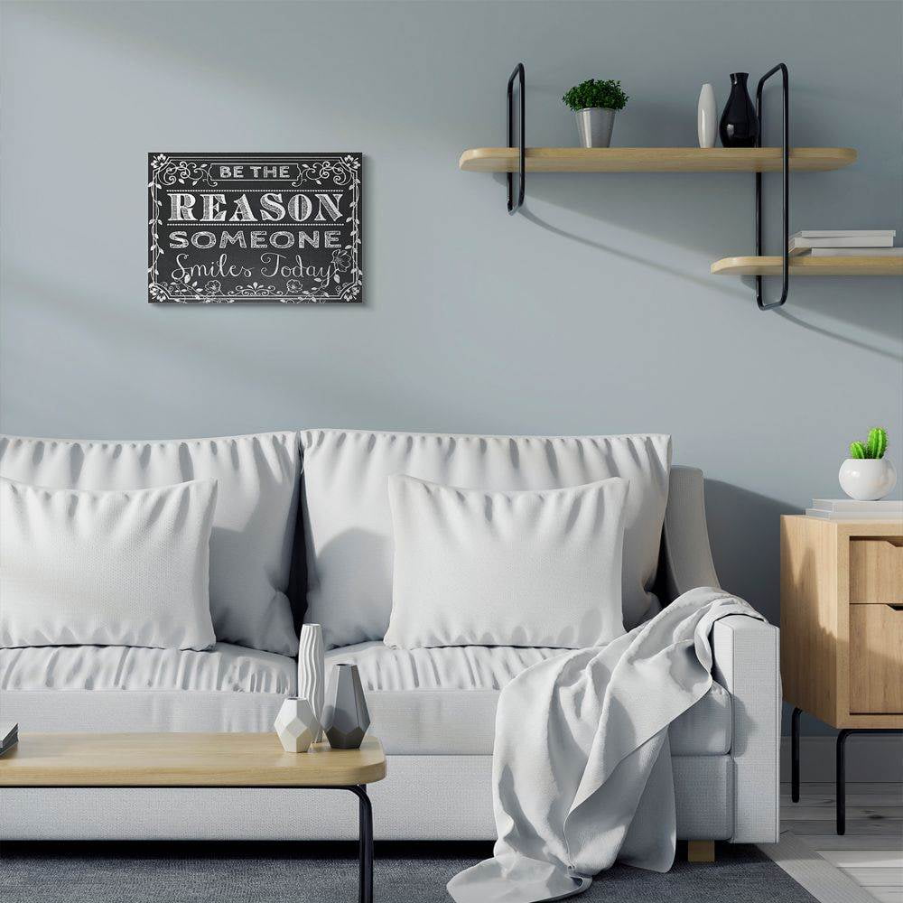 Stupell Industries Black and White Inspirational Word Chalk Drawing Design Super Canvas Wall Art by ALI Chris