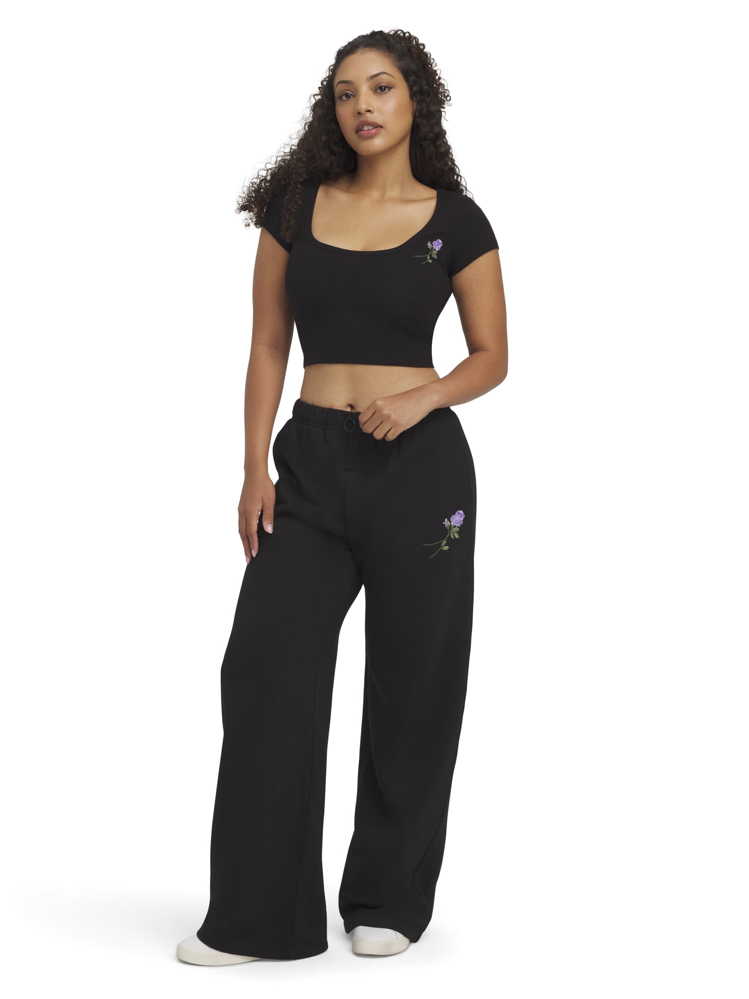 Mills by Millie Bobby Brown Women's Fleeced Terry Wide Leg Pants, Sizes XXS-XXL