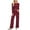 Wine, variant on YOIAVAIOY Women 2 Piece Ribbed Knit Set Casual Y2k Tracksuit Sets Slim Fit Cropped Shirts and Wide Leg Pants Matching Set Fall Fashion Outfits Black M