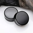 thumbnail image 3 of A Pair of Black Agate Stone Double Flared Ear Gauge Plug, 3 of 3