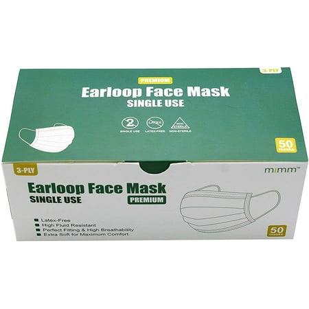 USA Stock - Mimm Registered Disposable 3-Ply Earloop Face Masks (200 pieces Face Masks)