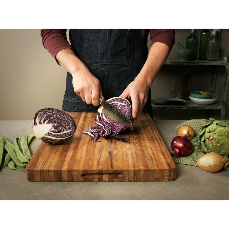  Teakhaus Carving Board - Large Wood Cutting Board with Juice  Groove and Grip Handles - Reversible Teak Edge Grain Wood - Knife Friendly  - FSC Certified: Proteak Edge Grain Teak Cutting