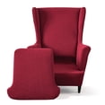 thumbnail image 2 of CJC Wingback Chair Slipcover, 2-Piece Stretch Wing Back Chair Cover with Cushion Cover, Armchair Covers Furniture Protector for Living Room Bedroom (Red), 2 of 10