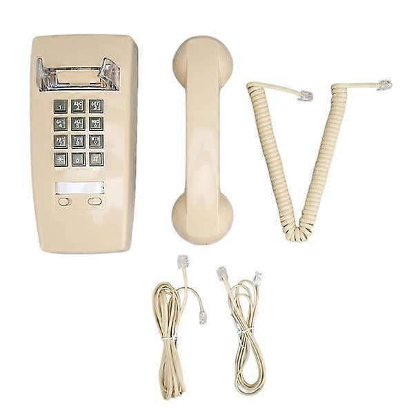 Retro Wall Telephone Waterproof Decorative Corded Phone with Volume Control for Home Bar Bathroom Beige