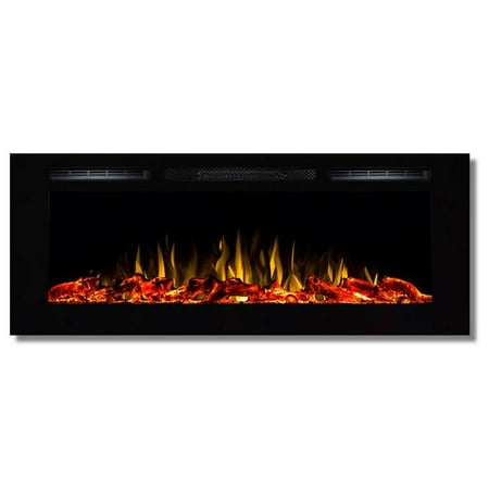 

50 in. Fusion Log Built-in Ventless Recessed Wall Mounted Electric Fireplace