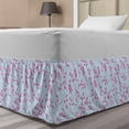 thumbnail image 1 of Blue and Pink Bed Skirt, Tender Botanical Summer Pattern with Repetitive Branches Print, Elastic Bedskirt Dust Ruffle Wrap Around for Bedding Decor, 4 Sizes, Pink and Baby Blue, by Ambesonne, 1 of 2