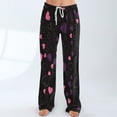 thumbnail image 2 of FrzhBrz Valentines Day Women's Pajama Pants Stretch Drawstring Lounge Pajama Pants Cute Love Heart Long Pj Pants Sleep Trousers with Pockets, 2 of 5