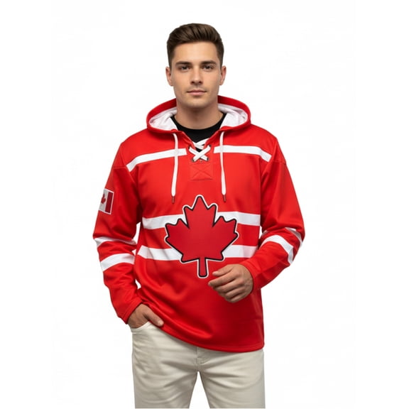 Canada Hockey Embroidered Lace Hoodie