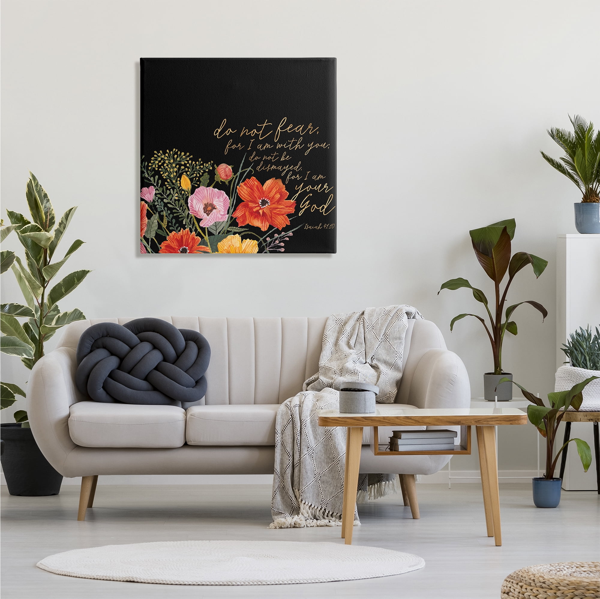Stupell Industries Do Not Fear Proverb Isaiah 41:10 Blooming Flowers, 30 x 30, Designed by Studio W