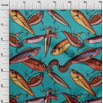 thumbnail image 3 of oneOone Cotton Jersey Turquoise Green Fabric Fish Sewing Craft Projects Fabric Prints By Yard 58 Inch Wide, 3 of 4