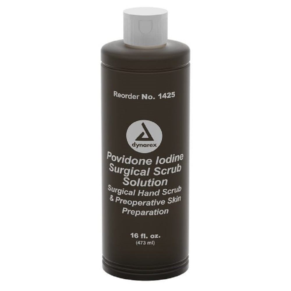 Dynarex Povidone Iodine Scrub Solution, First-Aid Antiseptic, 16 oz. Bottle | 1 Each