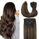 thumbnail image 1 of - Extensiones de cabello humano liso Remy con clip en Balayage de color castaño oscuro a castaño oscuro de 14 pulgadas, 1 of 5