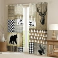 thumbnail image 2 of jejeloiu Safari Bear Moose Blackout Curtains,Jungle Wildlife Curtains Pack of 2 (38x45 Each),Old Barn Door Window Curtains For Boys Kids,Microfiber Bedroom Decoration, 2 of 6