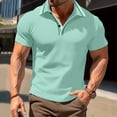 thumbnail image 6 of Polo Tees for Men Short Sleeve Button Polo Tees Lightweight Green Casual Dress Shirts for Men, 6 of 7