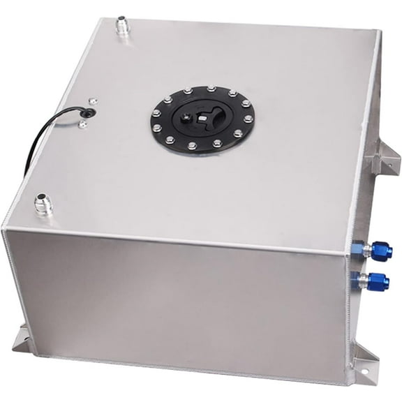 YIUIY Universal 15 Gallon 60L Fuel Cell Tank with Cap and Level Sender Polished Aluminum Silver