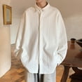 thumbnail image 7 of Aueoeo Men's Oversize Jackets Ribbing Lapel Neck Shirt Casual Fashion Button Up Long Sleeved Shirt White 2X-L, 7 of 7