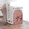 thumbnail image 6 of KLL Retro Bow Print Wood Book Ends for Shelves,1 Pair Wood Bookends Book Holder Stand Decorative, Book Stoppers for Heavy Duty Books CD File Video Games, 6 of 8