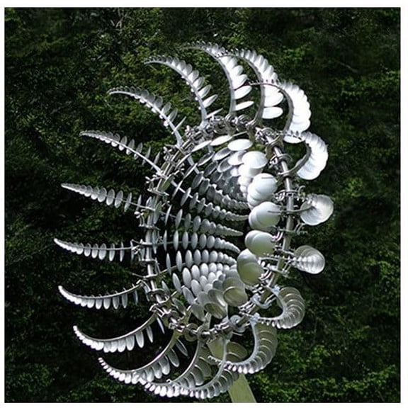 H&H Silver Metal Windmill-Kinetic Wind Spinners