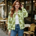 thumbnail image 2 of Xixirimido Women's Casual Jacket Lightweight Bomber Jackets with Pockets Lightweight Windbreaker Zip-up Varsity Jackets Fall Outerwear, Cucumbers Green, Large, 2 of 7