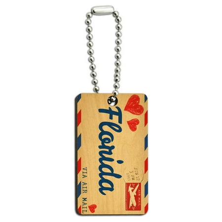 Marathon Florida Keys - Air Mail Postcard Love for Florida Wood Rectangle Key Chain