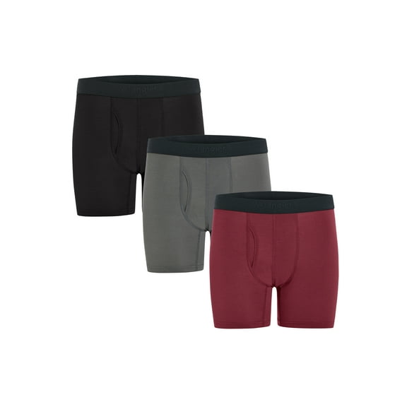 Wrangler Dry Flex 6" Wool Boxer Brief Men's Underwear, 2XL, Tibetan Red/Black/Charcoal, 3-Pack