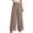 Khaki, variant on Women's High Waisted Palazzo Pants Cotton Linen Wide Leg Trousers Casual Smocked Waist Beach Pants Flowy Long Swing Pants