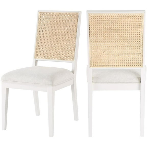 Pemberley Row Solid Wood Cream Dining Chair Natural Cane Back 19" W x 24.5" D x 36.5" H Unassembled