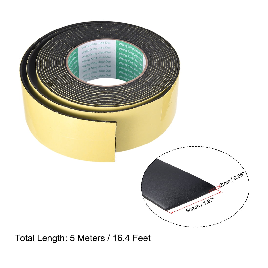 Unique Bargains Foam Seal Tape for Weatherproofing 50mm Wide 2mm Thick 16.4 Feet Long