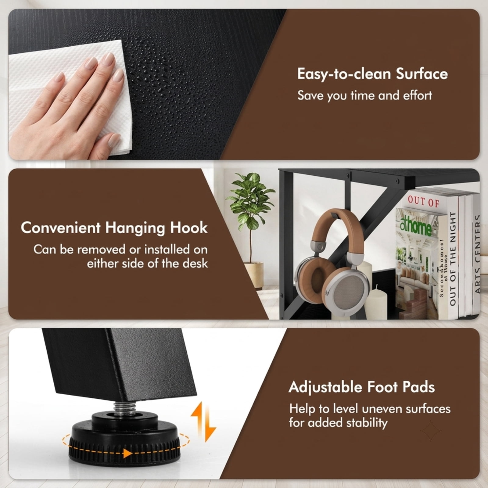 Furnibear Small Computer Desk with Monitor Stand and Storage Shelf, Space Saving Study Writing Desk for Home Office Work, Black