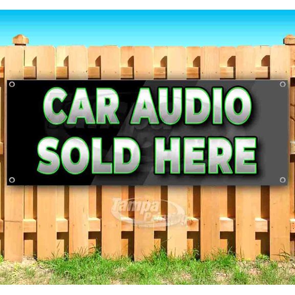 Car Audio Sold Here 13 oz Vinyl Banner With Metal Grommets