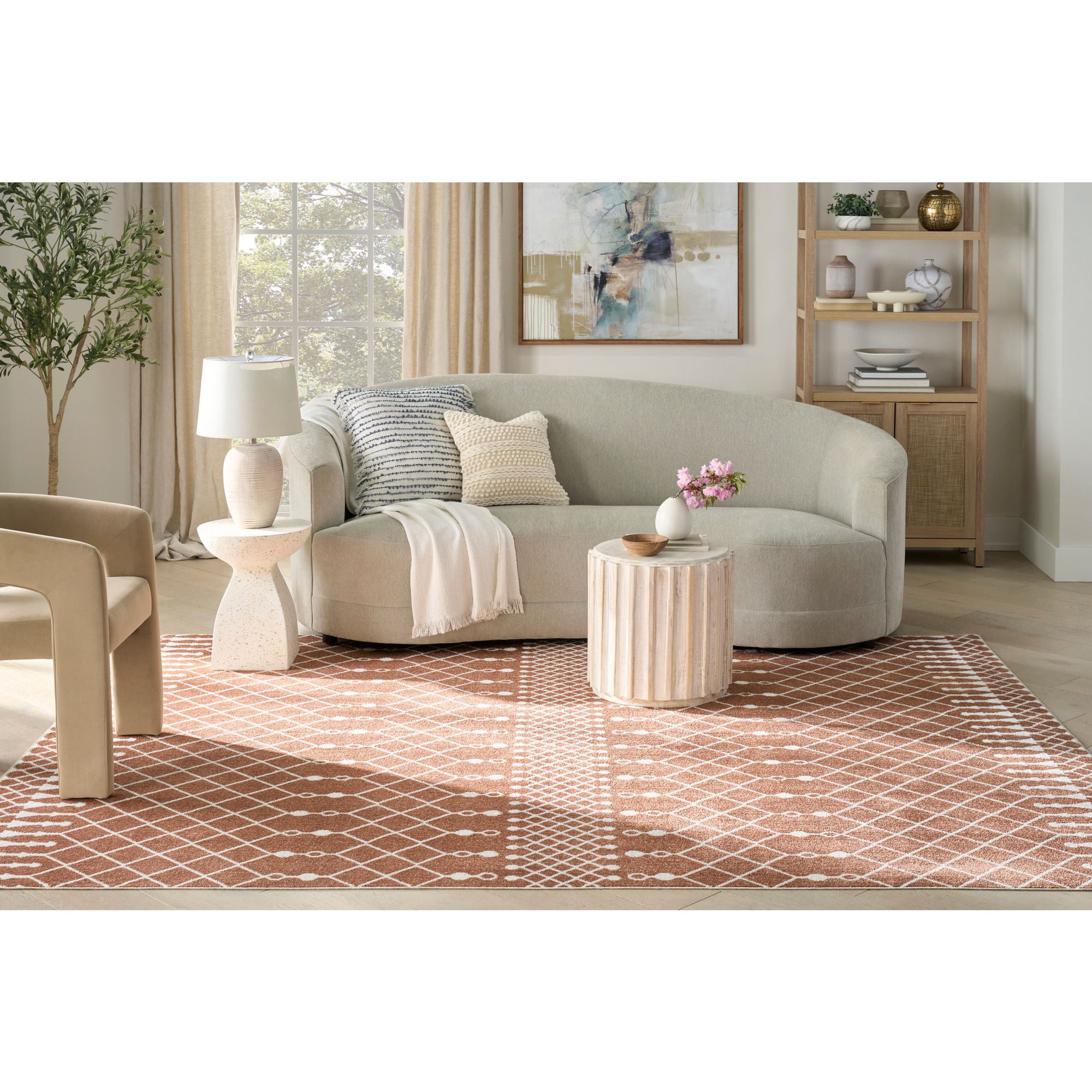 Nourison Astra Machine Washable 9' x 12' Copper Bohemian Indoor Flatweave Rug