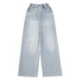 thumbnail image 3 of EnJoCho Girls Jeans Wide Leg Elastic High Waist Loose Fit Pocketed Denim Trousers Classic Bottoms For Kids Spring Autumn Back-to-School Daily Fashion Casual Wear, 3 of 9